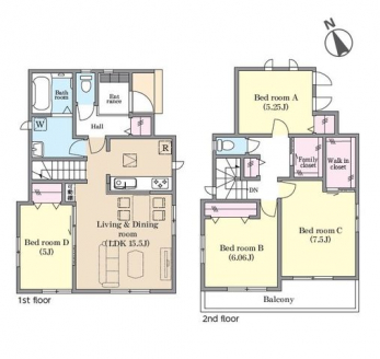 �Ԏ��}�i�̂P�ˌ��j�@4LDK