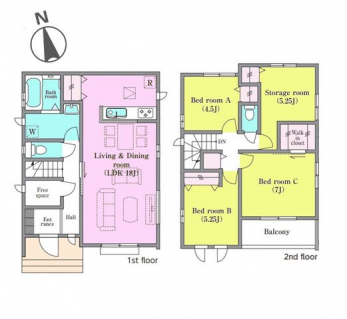 �Ԏ��}�i�̂P�ˌ��j�@4LDK+�t���[�X�y�[�X