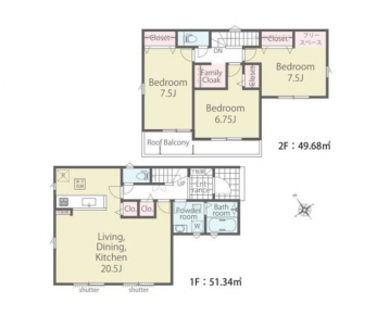 �Ԏ��}�i�̂P�ˌ��j�@3LDK