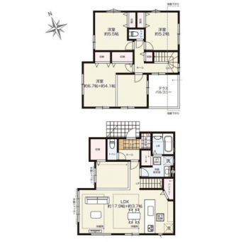 �Ԏ��}�i�̂P�ˌ��j�@3(5)LDK