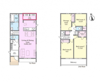 �Ԏ��}�i�̂P�ˌ��j�@3LDK�{�X�g���[�W���[��