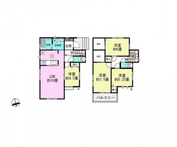 �Ԏ��}�i�̂P�ˌ��j�@4LDK�{2WIC