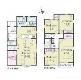 �Ԏ��}�i�̂P�ˌ��j�@4LDK