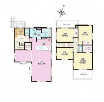 �Ԏ��}�i�̂P�ˌ��j�@4LDK+WIC�~2