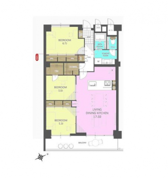 �Ԏ��}�i�̂P�}���V�����j�@3LDK�{WIC�{�t�@�~���[�N���[�N