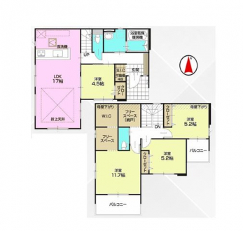 �Ԏ��}�i�̂P�ˌ��j�@4LDK�{WIC