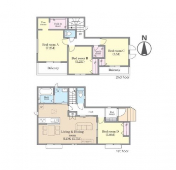 �Ԏ��}�i�̂P�ˌ��j�@4LDK�{WIC�{�t�@�~���[�N���[�[�b�g