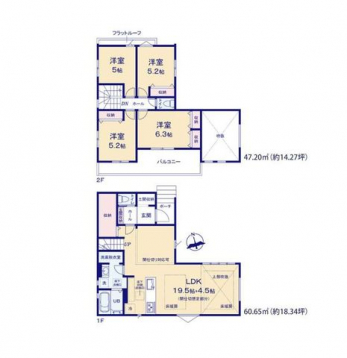 �Ԏ��}�i�̂P�ˌ��j�@4LDK�{�y�Ԏ��[