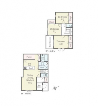 �Ԏ��}�i�̂P�ˌ��j�@3LDK